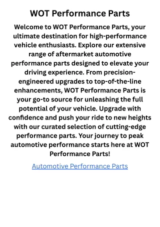 WOT Performance Parts