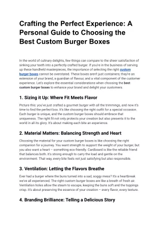 A Personal Guide to Choosing the Best Custom Burger Boxes