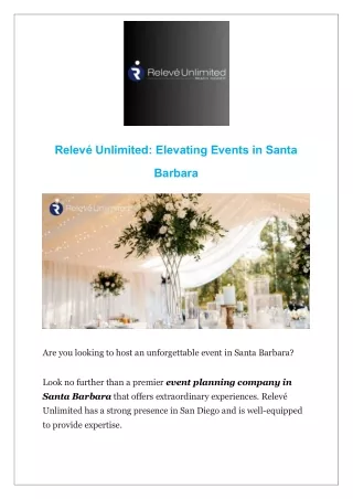 Relevé Unlimited: Elevating Events in Santa Barbara