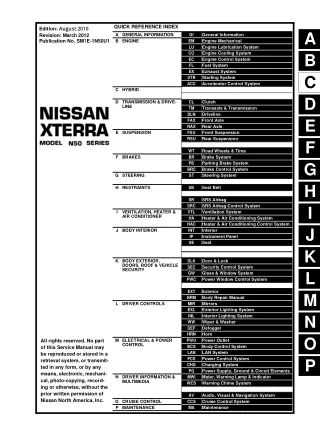 2011 Nissan Xterra Service Repair Manual