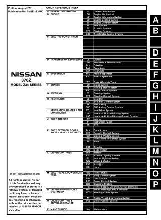 2012 Nissan 370Z Coupe Service Repair Manual