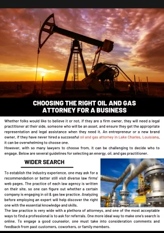Choosing the Right Oil and Gas Attorney for a Business