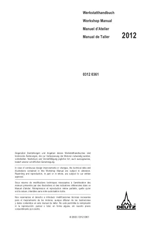 Deutz Fahr BFM 2012 Engine Service Repair Manual