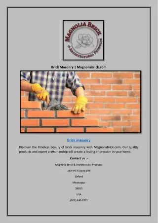 Brick Masonry | Magnoliabrick.com