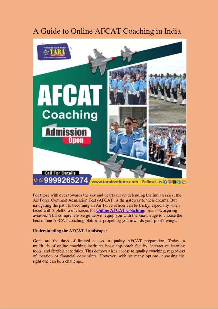 a guide to online afcat coaching in india