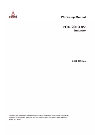 Deutz Fahr TCD 2013 4V Engine Service Repair Manual