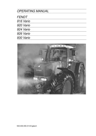 Fendt 916 Vario Operator manual