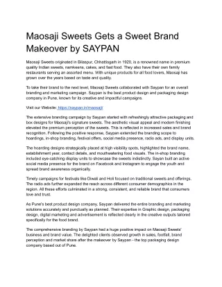 Maosaji Sweets Gets a Sweet Brand Makeover by SAYPAN