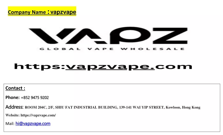 company name vapzvape