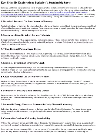 eco friendly exploration berkeley s sustainable