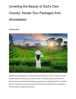 Unveiling the Beauty of God's Own Country: Kerala Tour Packages from Mumbai and