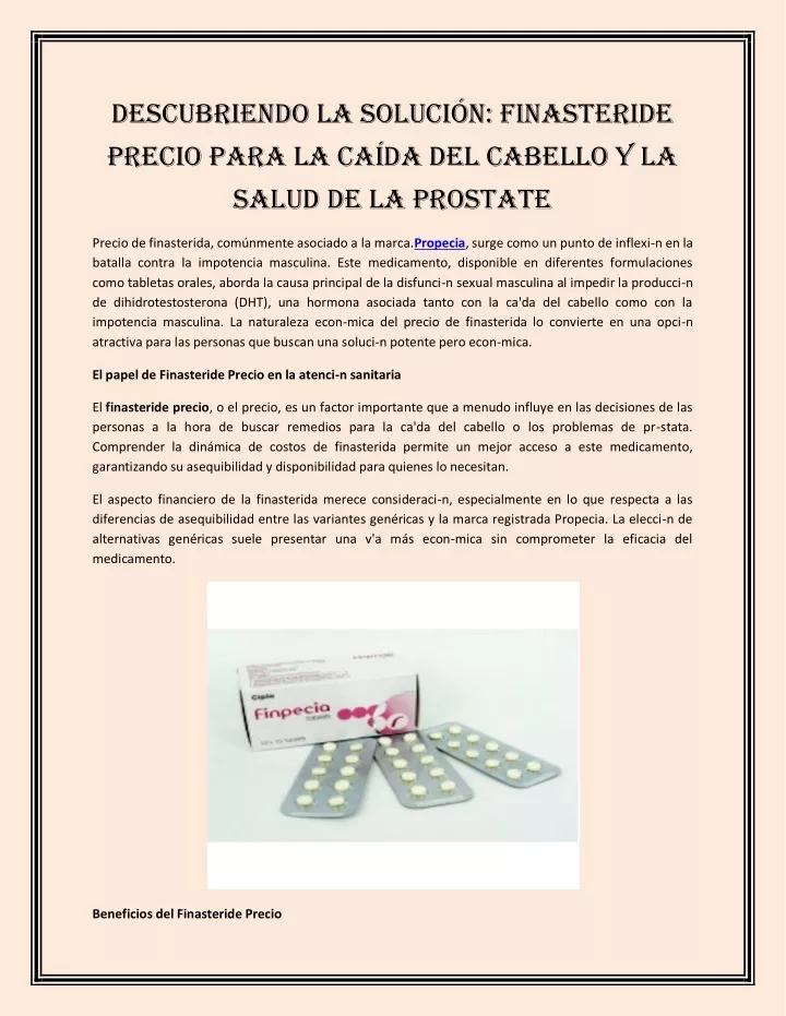 descubriendo la soluci n finasteride precio para