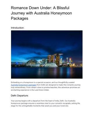 Romance Down Under: A Blissful Journey with Australia Honeymoon Packages