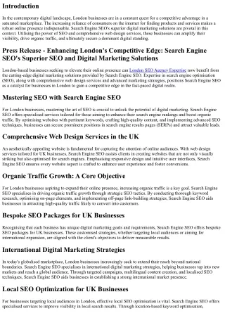 London's Competitive Edge Soars with Search Engine SEO's Superior Digital Market