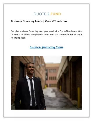 Business Financing Loans  Quote2fund