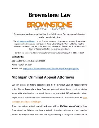 Brownstone Law |Michigan criminal appeal lawyers