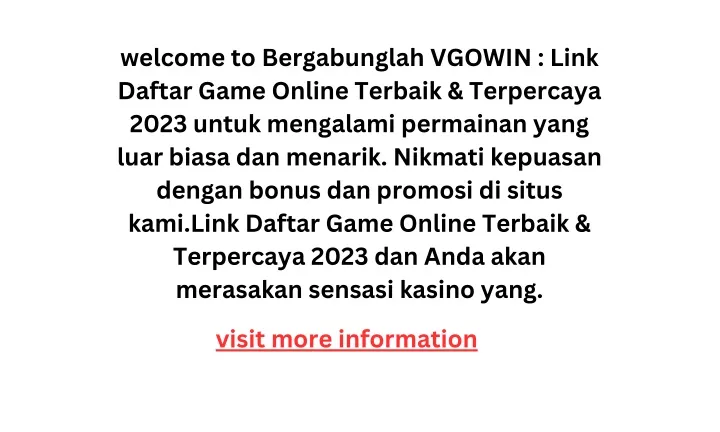 welcome to bergabunglah vgowin link daftar game