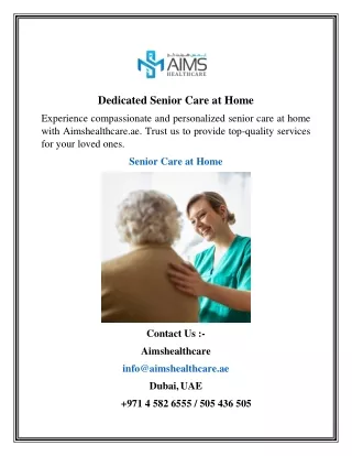 Dedicated Senior Care at Home