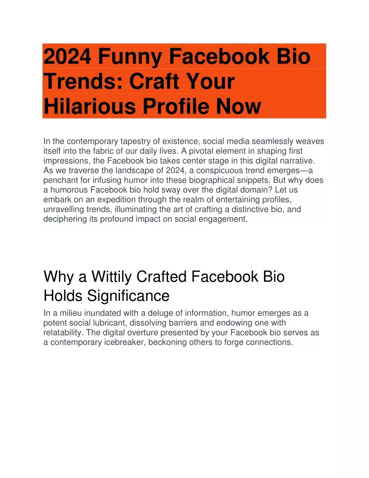 2024 funny facebook bio trends craft your