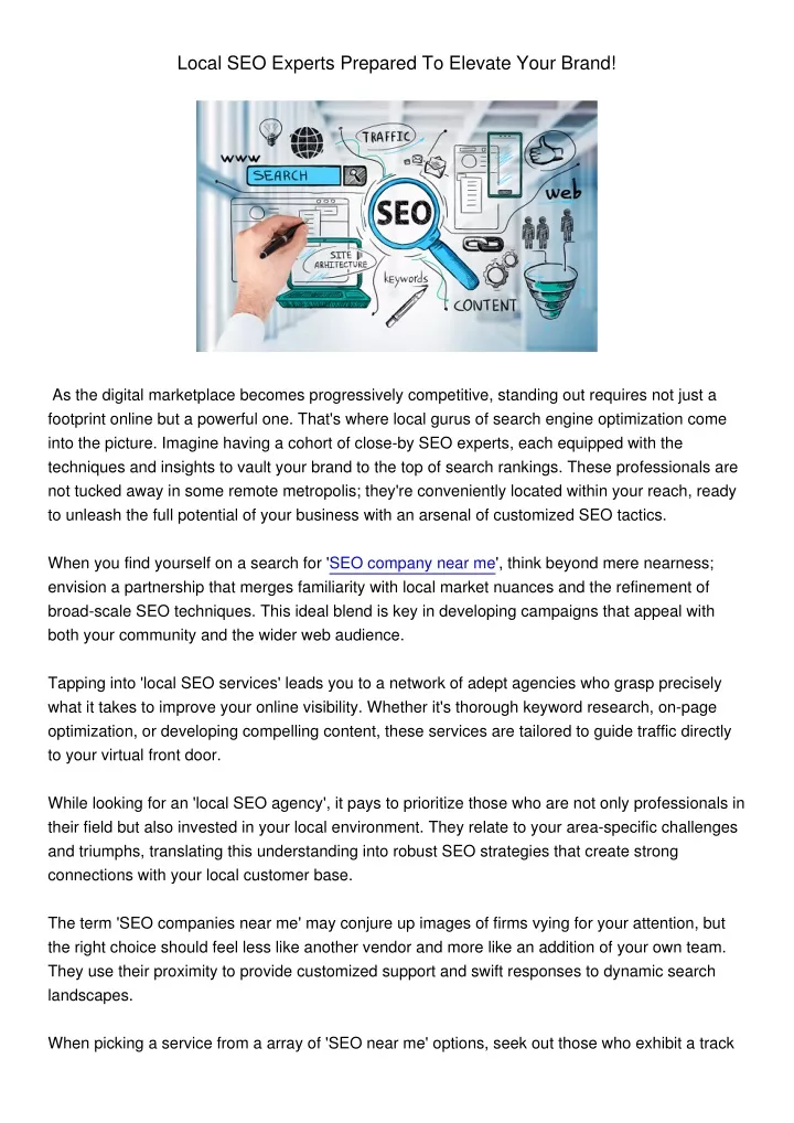 local seo experts prepared to elevate your brand