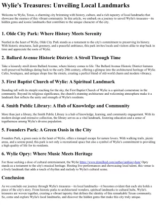 wylie s treasures unveiling local landmarks
