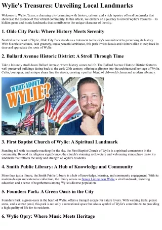 wylie s treasures unveiling local landmarks