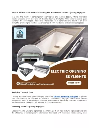 Modern Brilliance Unleashed Unveiling the Wonders of Electric Opening Skylights