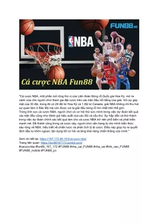 Cá Cược NBA Tại Fun88 167.172_ Ưu Đãi Độc Quyền Cho Người Mới.