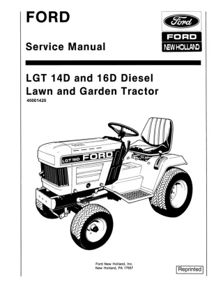 Ford New Holland LGT14D Diesel Lawn and Garden Tractor Service Repair Manual