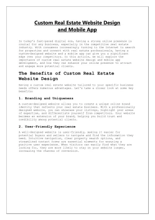 Real Estate Website Design And Mobile App
