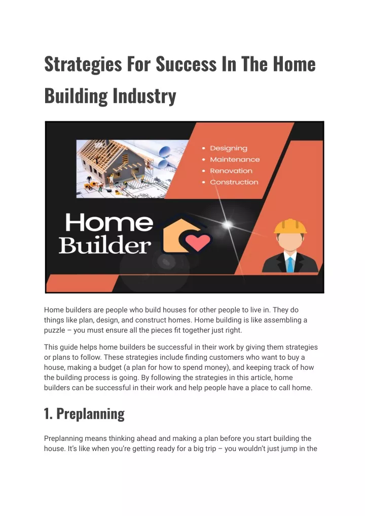 strategies for success in the home building