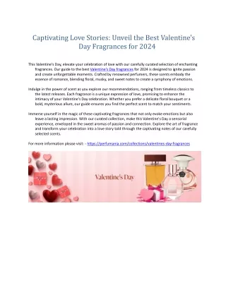 Captivating Love Stories Unveil the Best Valentine's Day Fragrances for 2024