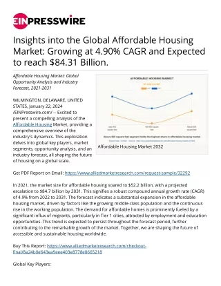 Insights into the Global Affordable Housing Market: Growing at 4.90% CAGR and Ex