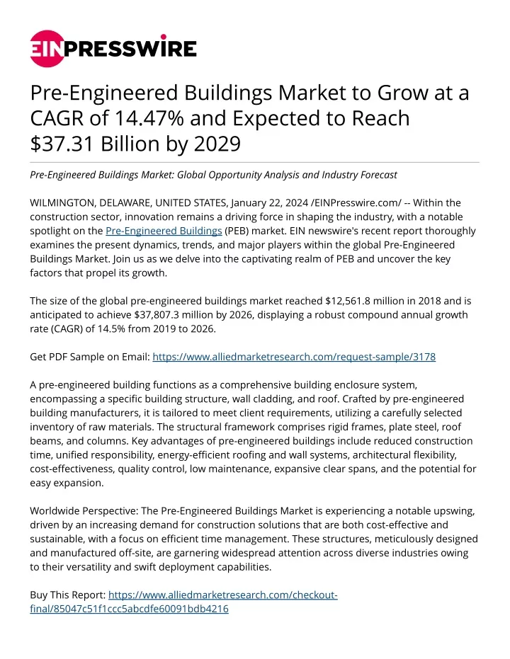 pre engineered buildings market to grow at a cagr