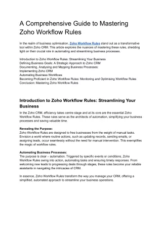 a comprehensive guide to mastering zoho workflow