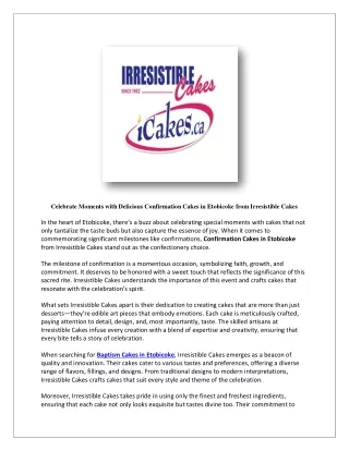 Confirmation Cakes in Etobicoke | Irresistible Cakes