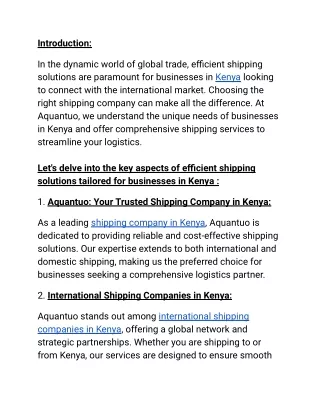 Aquantuo - A Shipping Company in kenya