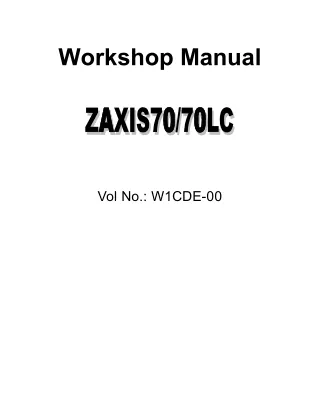 Hitachi ZAXIS 70 Excavator Service Repair Manual