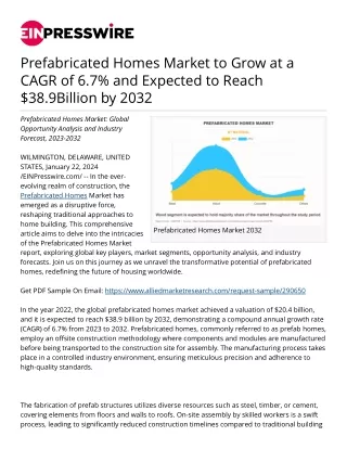 Prefabricated Homes Market Expected to Reach $38.9 Billion by 2032