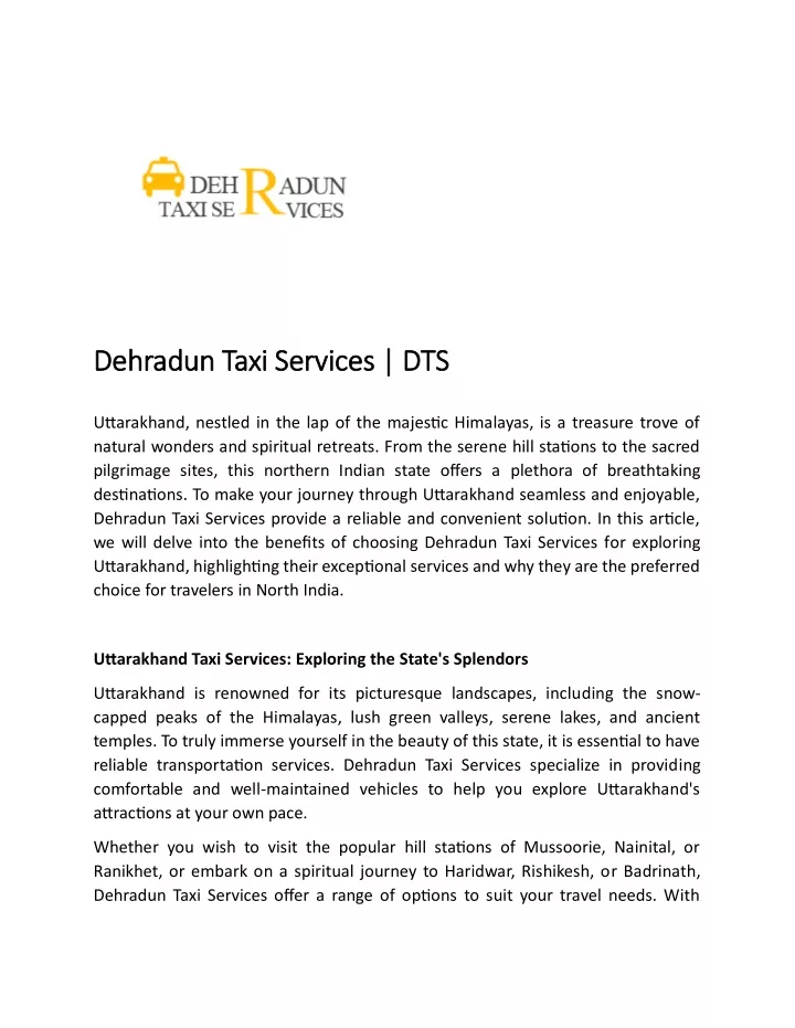 dehradun taxi services dts dehradun taxi services