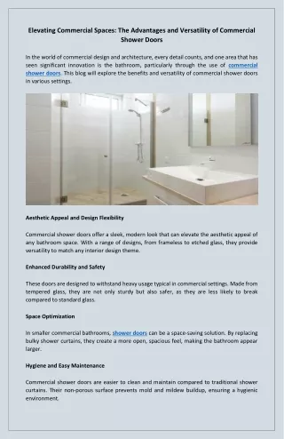 Sleek and Durable Designs Commercial Shower Doors