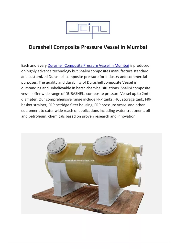 durashell composite pressure vessel in mumbai