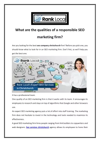 What are the qualities of a responsible SEO marketing firm