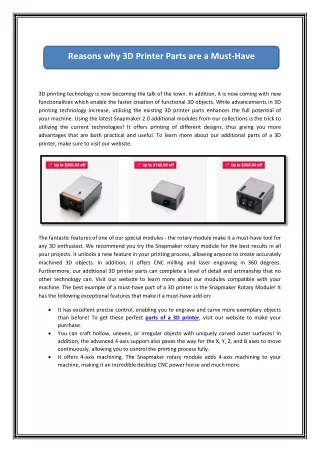 reasons why 3d printer parts are a must have