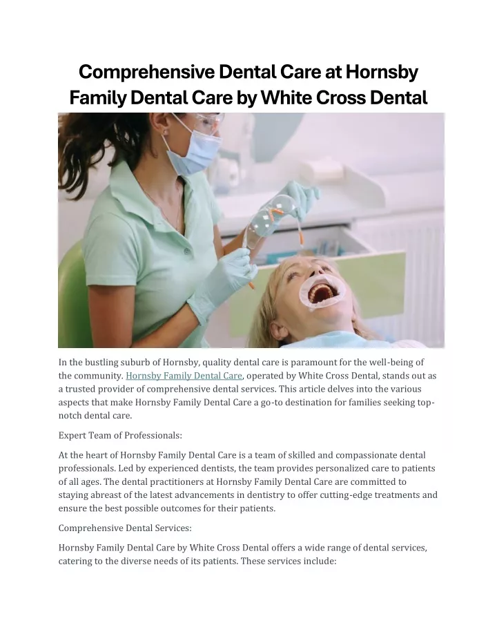 comprehensive dental care at hornsby family