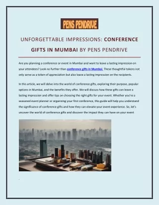 UNFORGETTABLE IMPRESSION CONFERENCE GIFTS IN MUMBAI BY PENS PENDRIVE