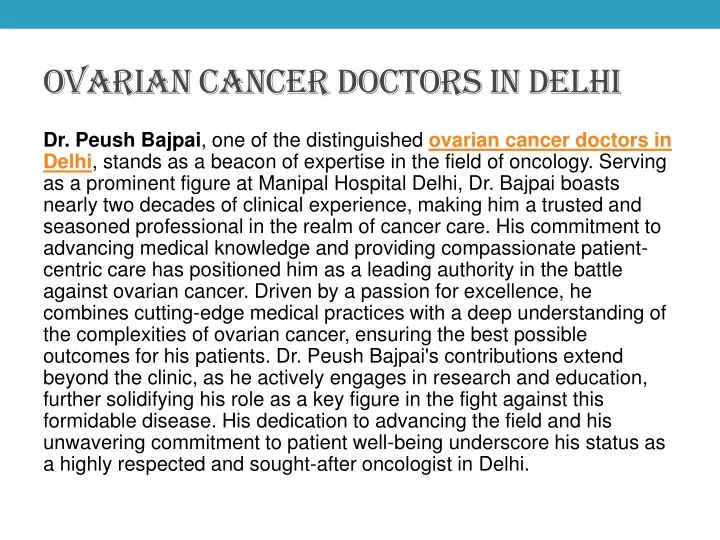ovarian cancer doctors in delhi