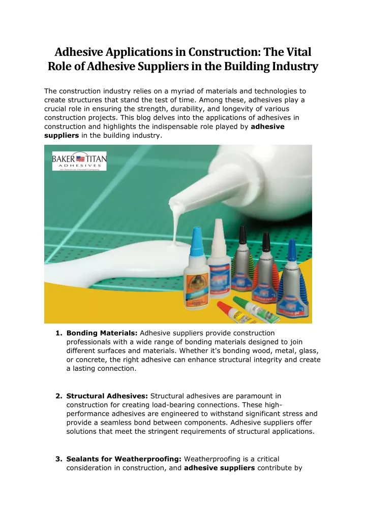 adhesive applications in construction the vital