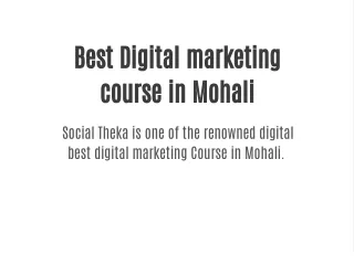 Best Digital marketing course in Mohali