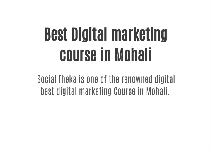 best digital marketing course in mohali